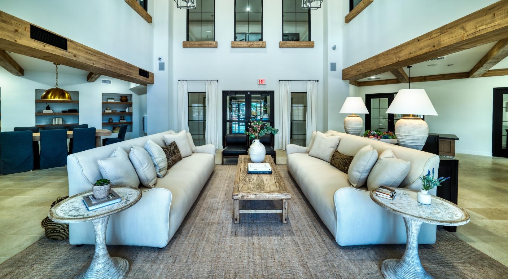 Access to resident-only features a living room with a wood floor