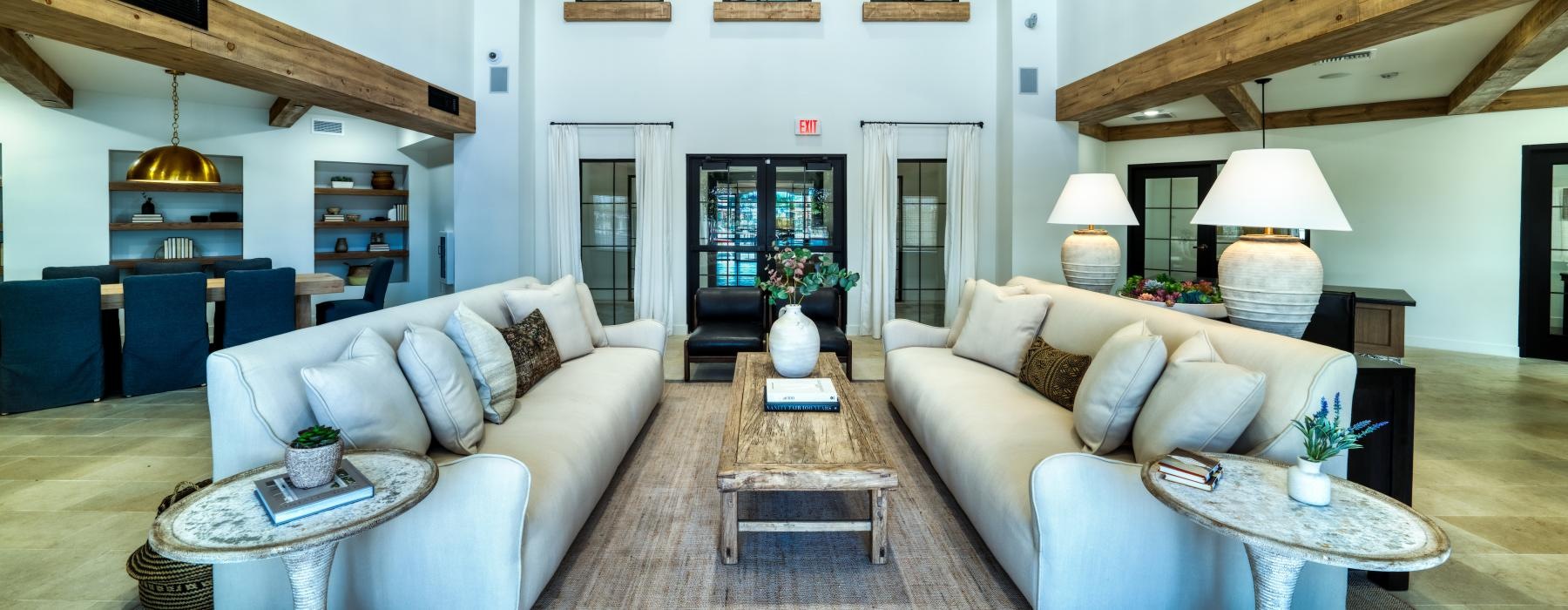 a living room with a wood floor