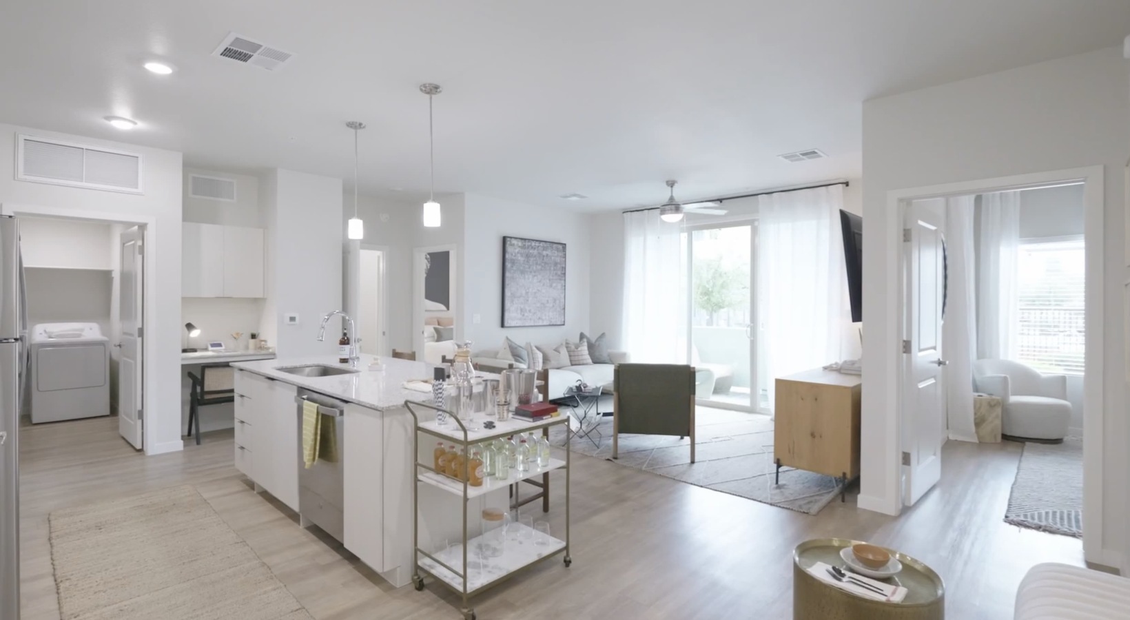 open-concept living area with connected kitchen